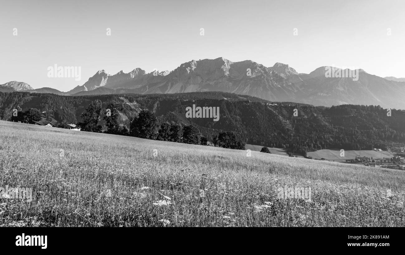 Vue panoramique sur Schladming et Dachstein Banque D'Images