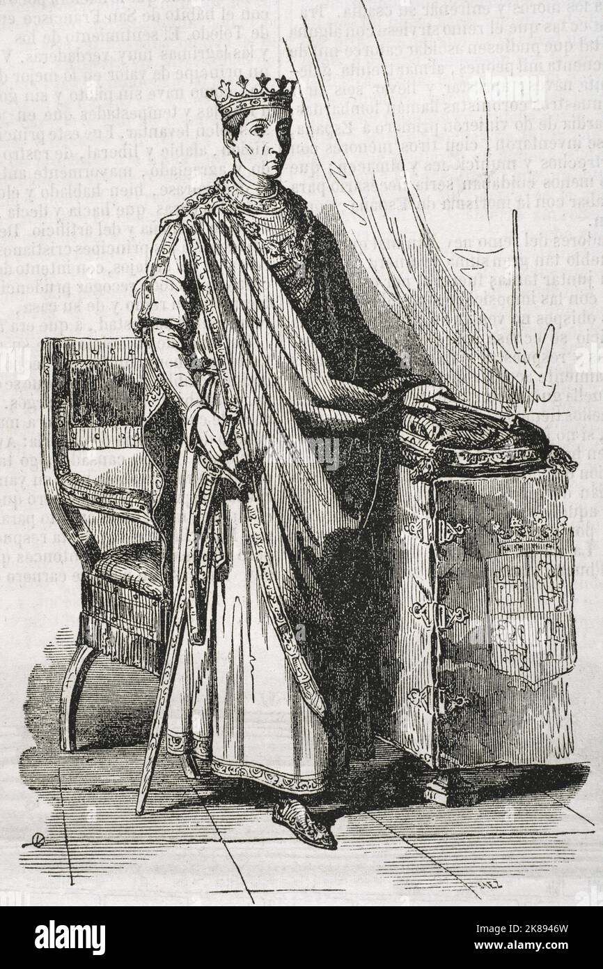 Jean II de Castille (1405-1454). Roi de Castille entre 1406 et 1454. Maison de Trastamara. Gravure. Historia général de Espana par le Père Mariana. Madri Banque D'Images