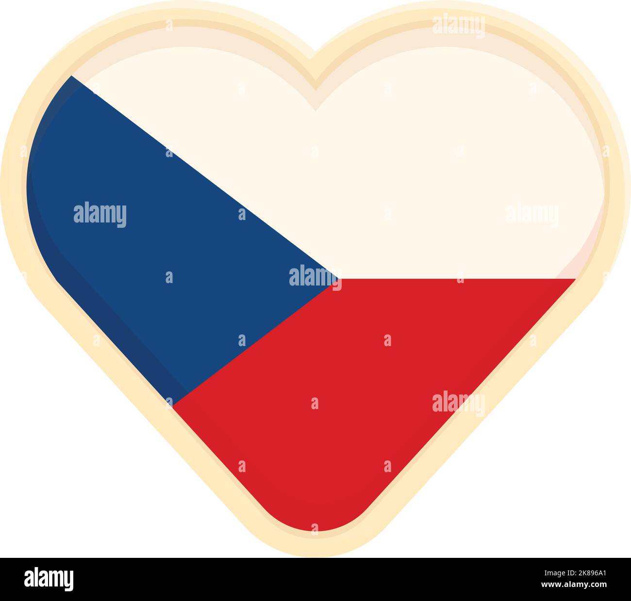 République Tchèque drapeau coeur icône vecteur de dessin animé. Voyage de repère. Région touristique Illustration de Vecteur