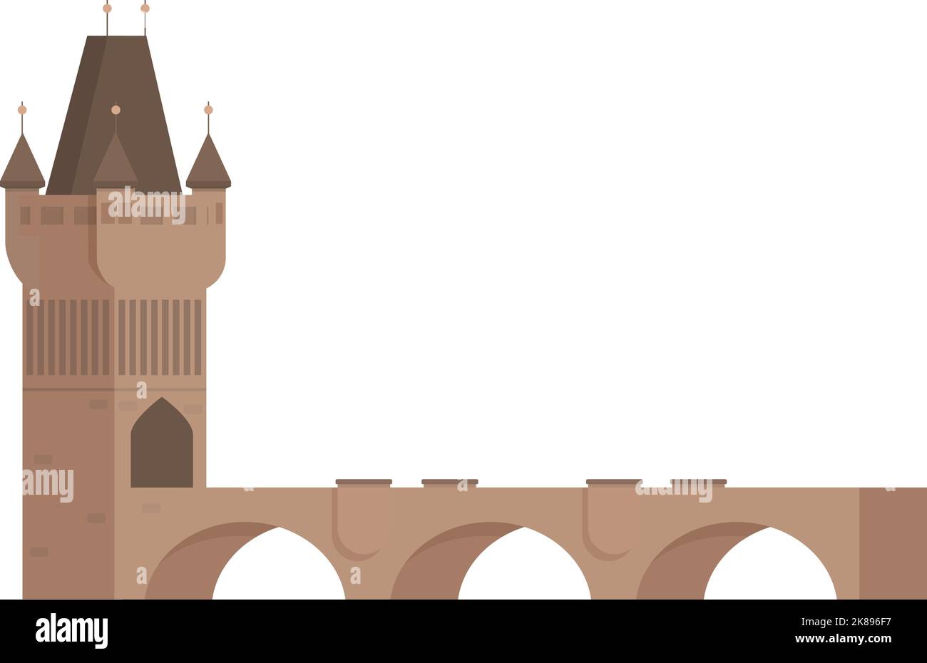 Vecteur de dessin animé de l'icône du pont de Prague. Carte de repère. Culture de pays Illustration de Vecteur