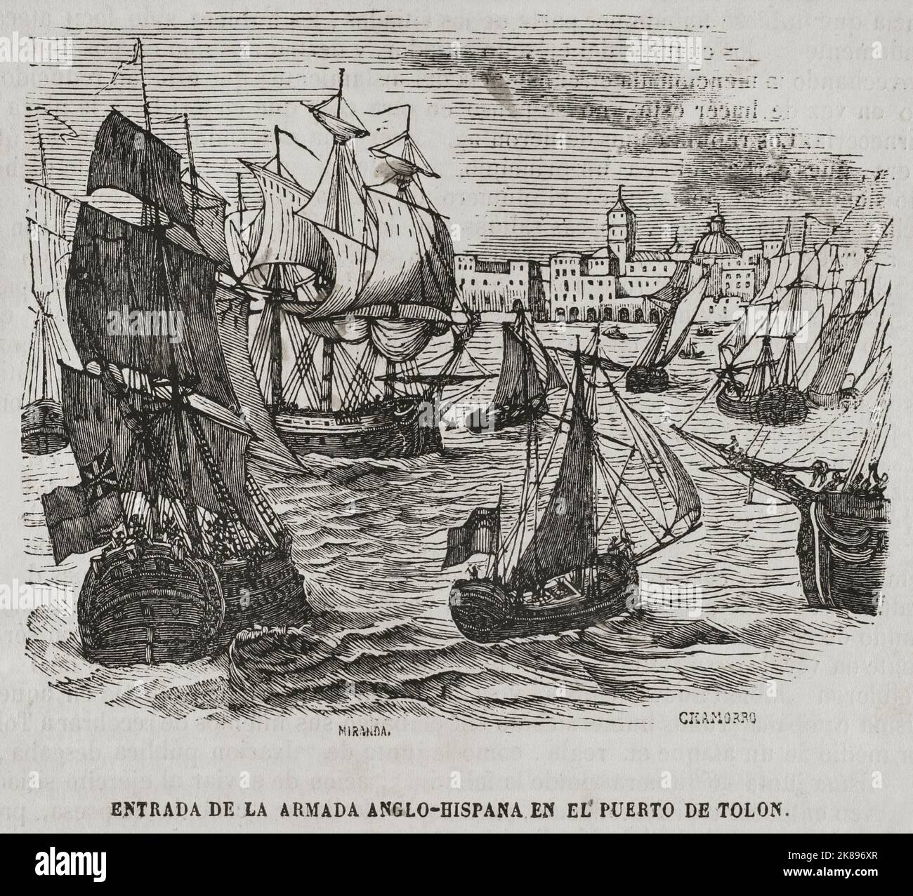 Entrée de la flotte anglo-espagnole au port de Toulon. Banque D'Images