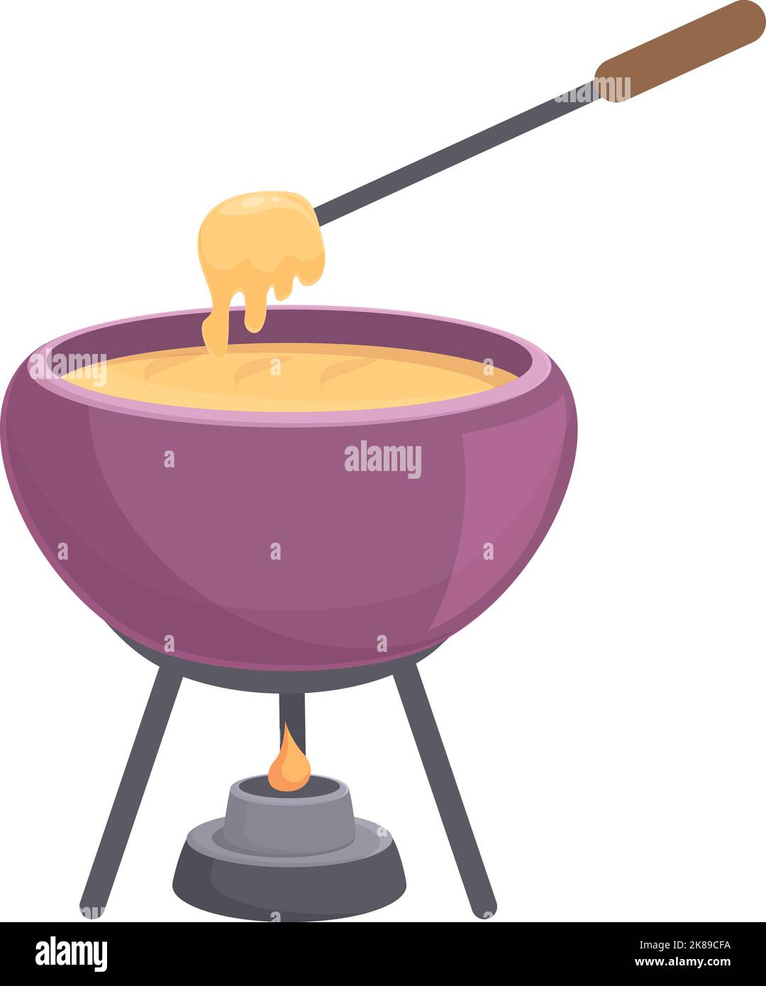 Vecteur de dessin animé icône fondue d'hiver. Sauce de cuisson. Plat traditionnel Illustration de Vecteur