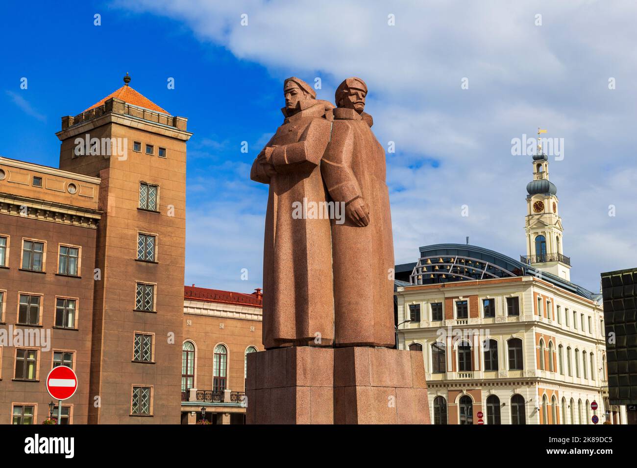 Statue lettone de fusiliers, vieille ville de Riga, Lettonie, Europe Banque D'Images