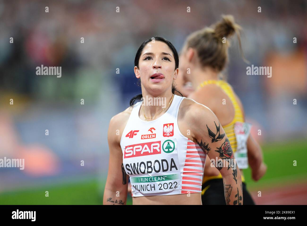 Ewa Swoboda (Pologne, 4th places): 100m final. Championnats d'Europe Munich 2022 Banque D'Images