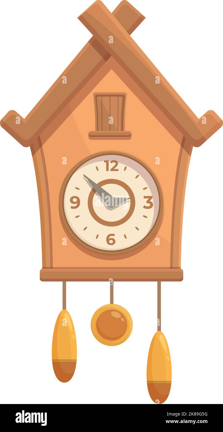 Vecteur de dessin animé de l'icône de l'horloge de coucou doré. Ancienne  montre. Heure oiseau Image Vectorielle Stock - Alamy