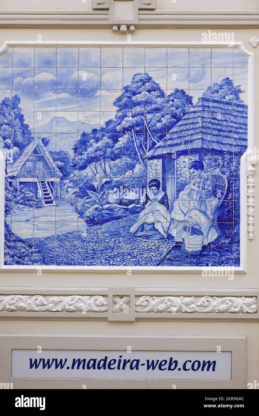 Portugal, Madère, Funchal, azulejo, image de carreaux de céramique, Banque D'Images