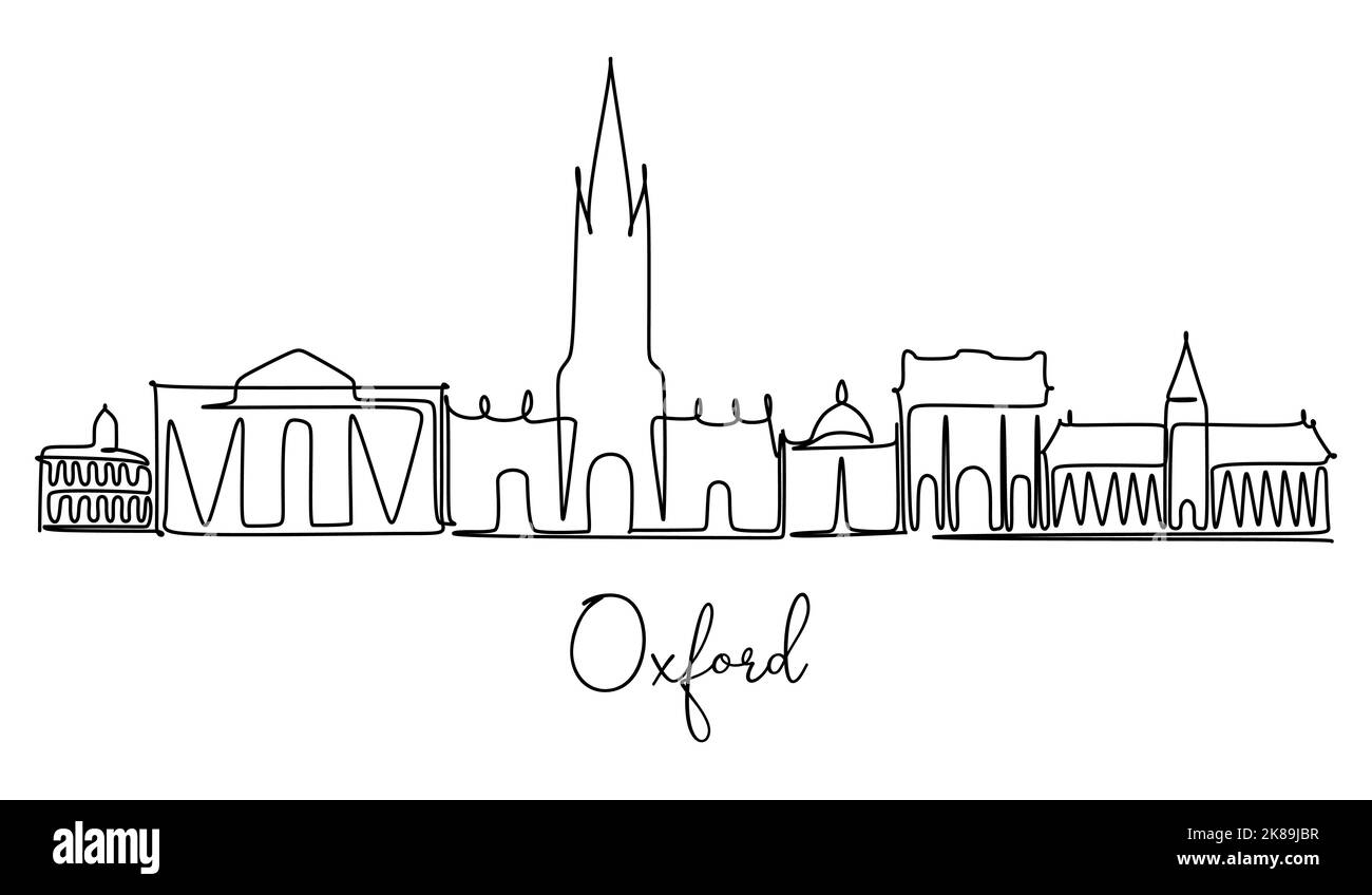 Une ligne de style Oxford City Skyline Royaume-Uni. Style minimaliste moderne et simple. Un seul dessin de ligne continue de la ville d'Oxford, Illustration de Vecteur Une ligne de style Oxford City Skyline Royaume-Uni. Style minimaliste moderne et simple. Un seul dessin de ligne continue de la ville d'Oxford, Illustration de Vecteur
