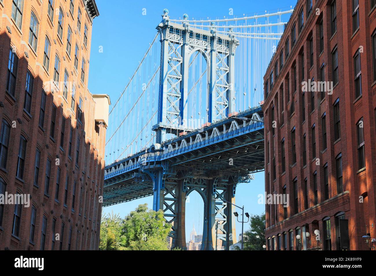 Pont de Manhattan vu de Dumbo, Brooklyn, New York City, USA Banque D'Images