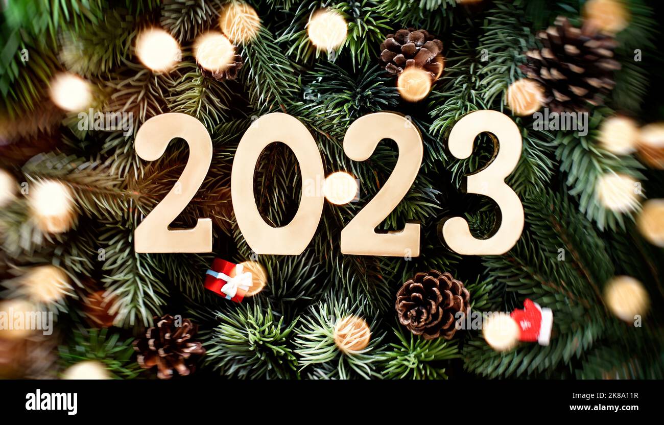 Joyeux Noël et bonne année concept . Joyeux Noël et bonne année 2023 Banque D'Images