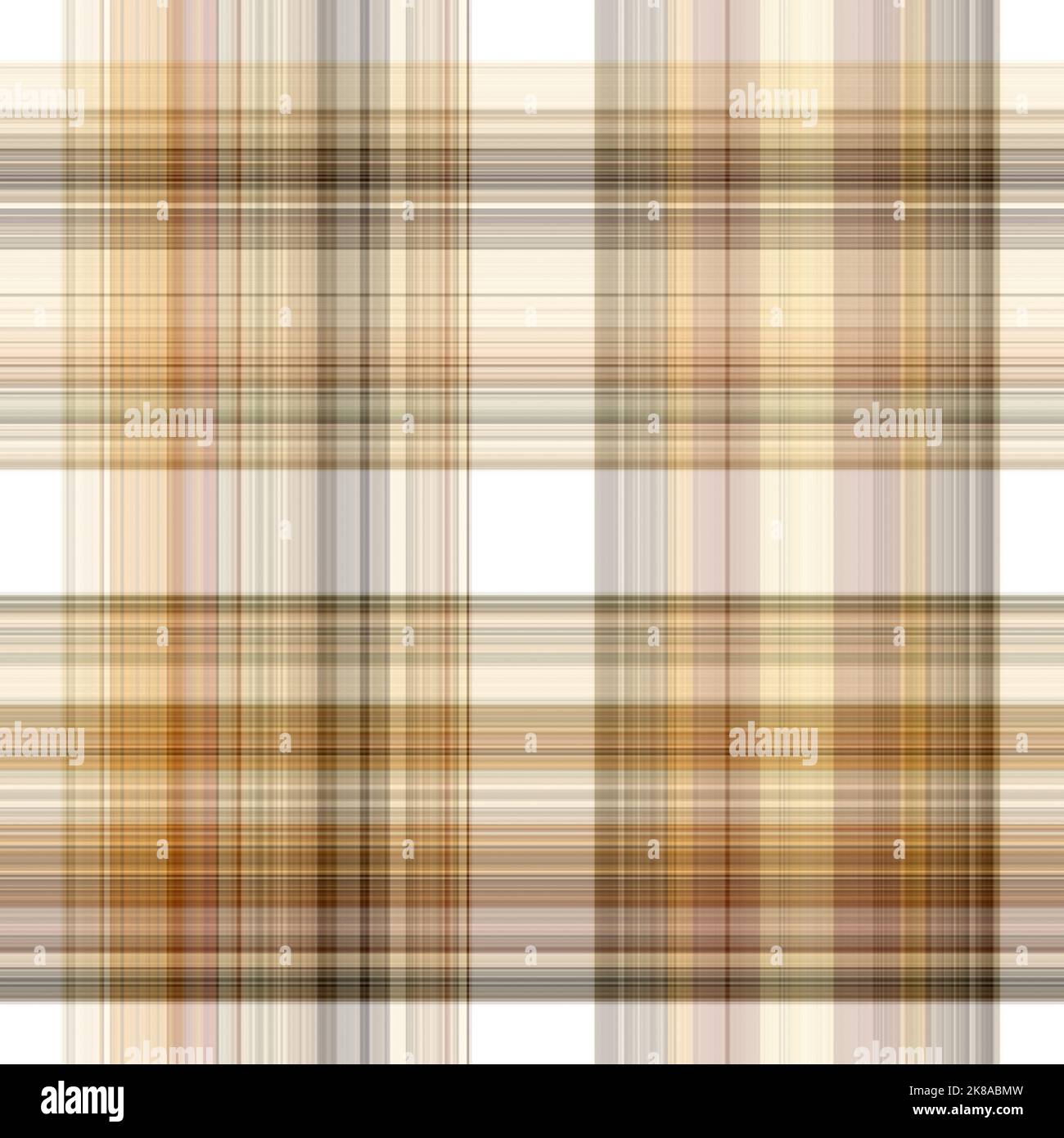Tissu écossais blanc forêt à motif sans couture. Motif écossais de forêt automnale ton sur ton avec texture organique. Arrière-plan de bande orange pour papier peint rugueux. Banque D'Images