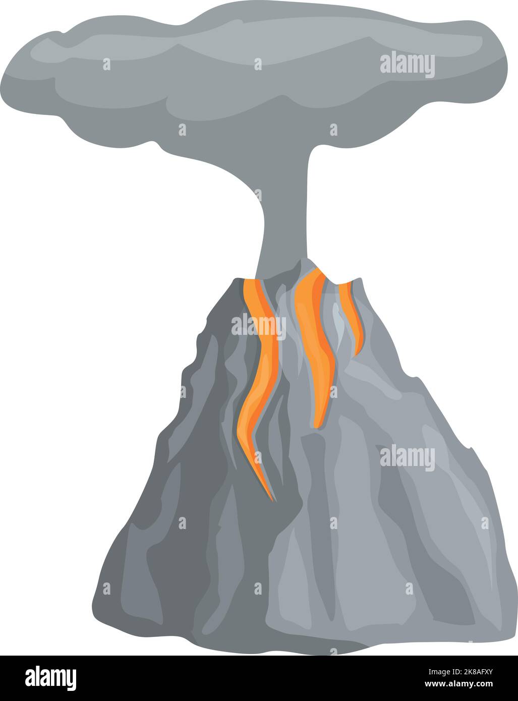 Vecteur de dessin animé d'icône de paysage de volcan. Éruption volcanique. Magma lave Illustration de Vecteur