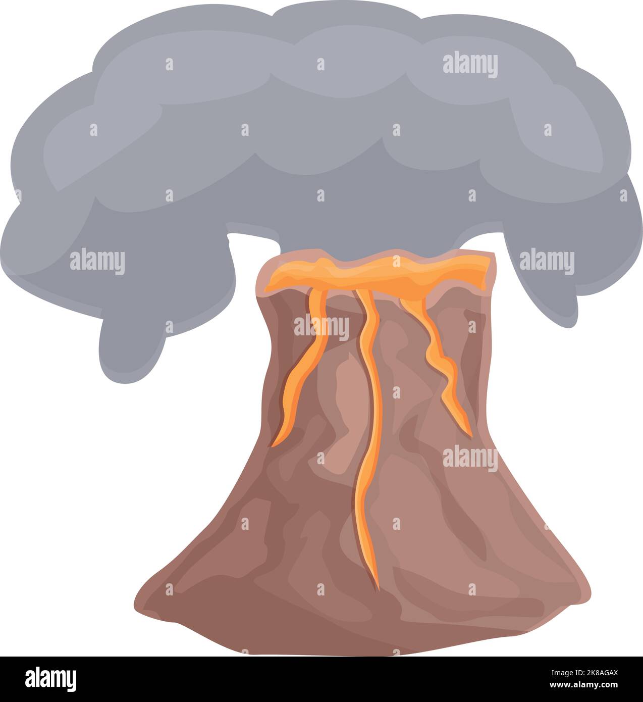 Vecteur de dessin animé d'icône de volcan préhistorique. Éruption volcanique. Cratère de maison Illustration de Vecteur