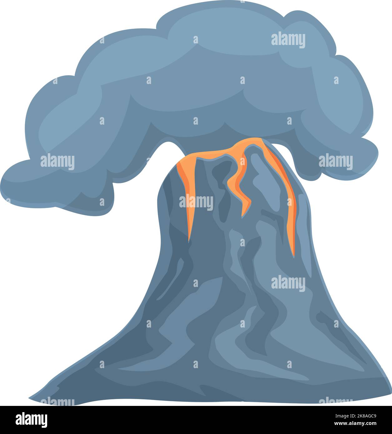 Vecteur de dessin animé d'icône de section volcanique. Éruption volcanique. Fumée de l'île Illustration de Vecteur