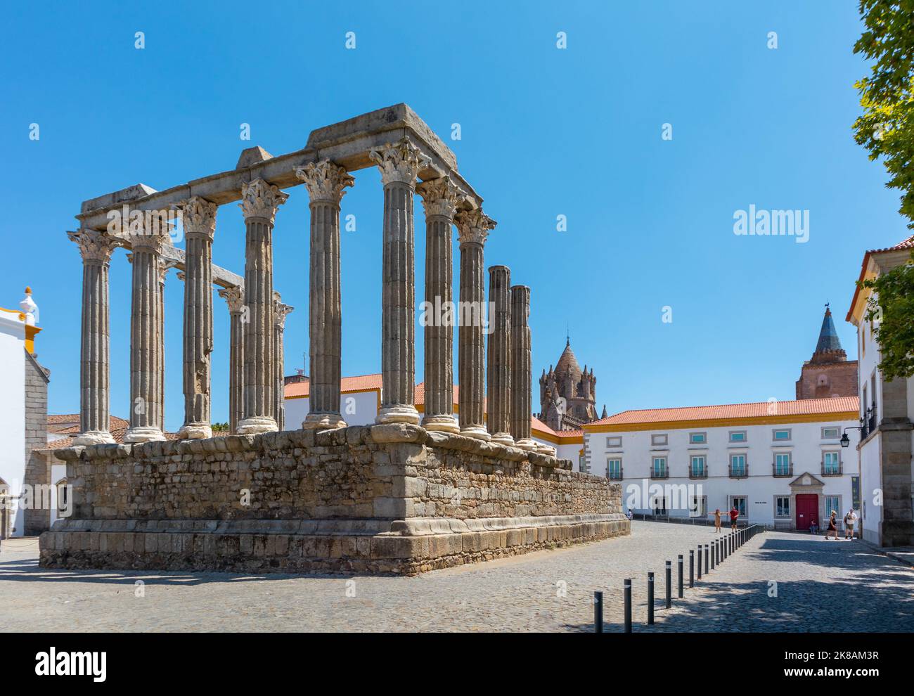 Portugal, août 2022 : ruines d'un temple romain, Evora, Alentejo, Portugal Banque D'Images
