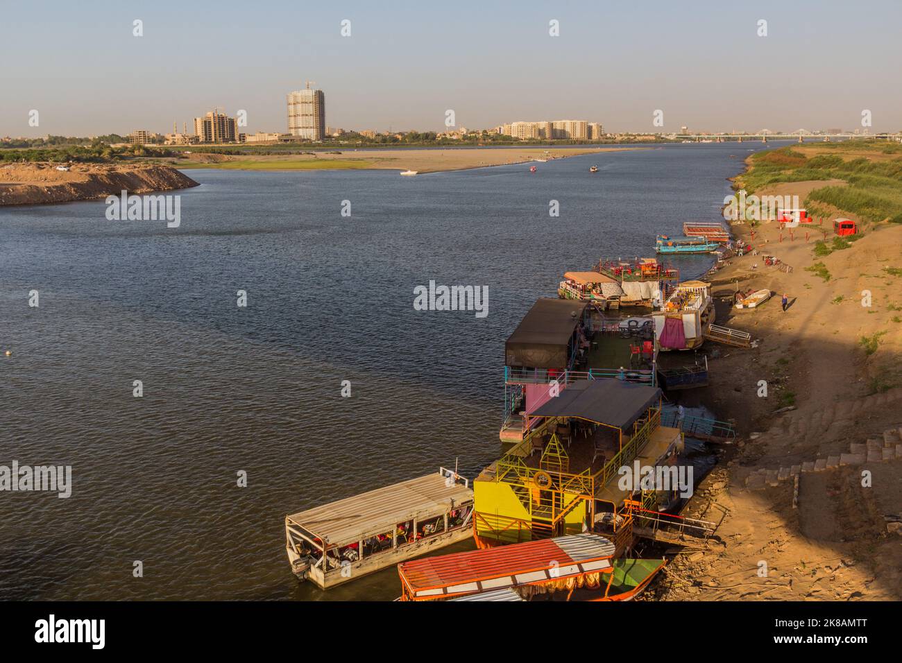 Vue sur le Nil Bleu à Khartoum, capitale du Soudan Banque D'Images