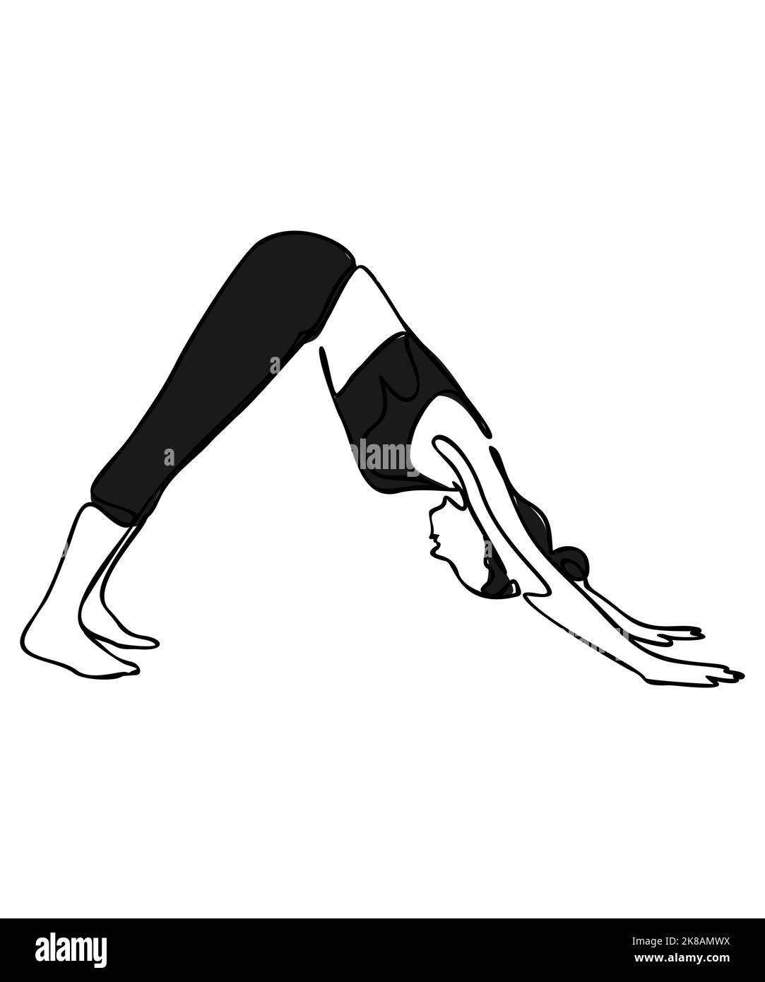 Femme faisant de l'exercice dans la pose de yoga. Illustration de silhouette vectorielle Illustration de Vecteur