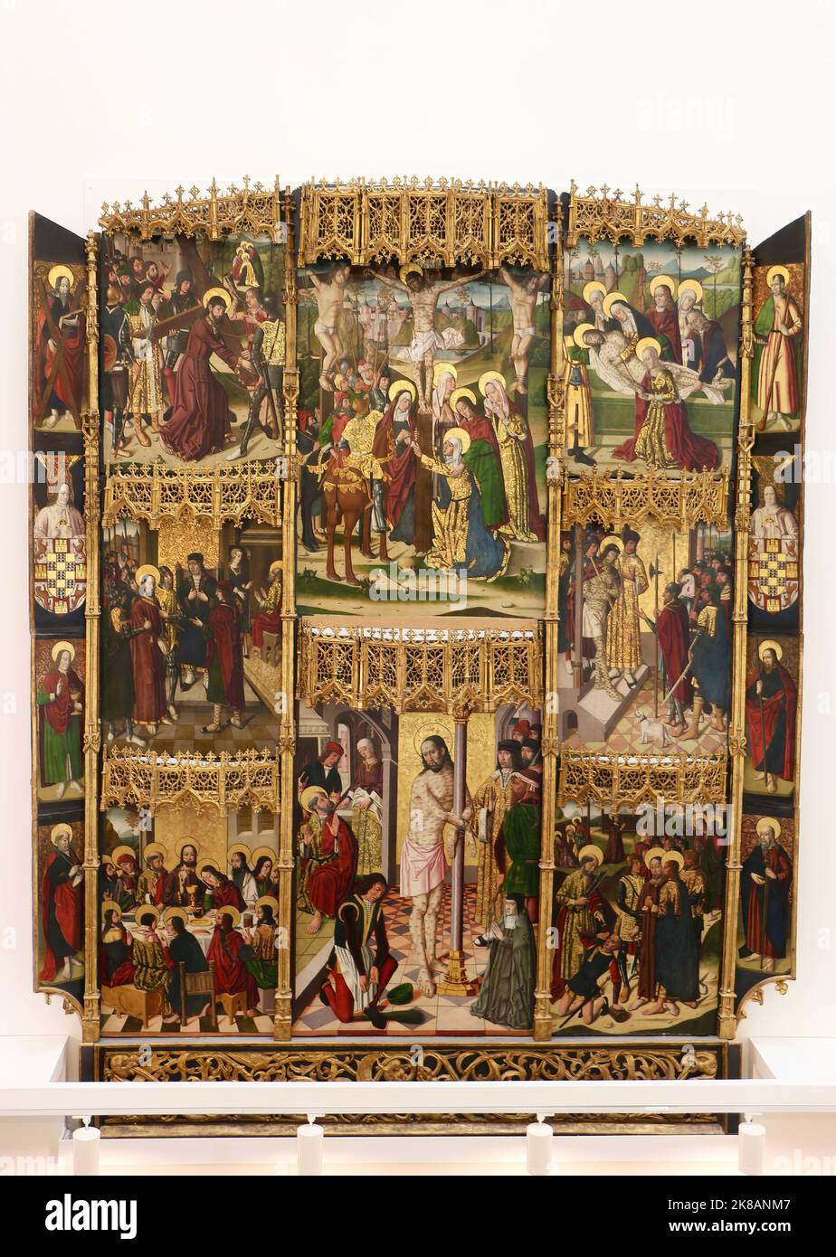 Peinture à l'huile sur bois Retablo de la Flagelación de Leonor de Velasco Musée d'Art dans le Palais de Velarde Santa Ana rue Oviedo Asturias Espagne Banque D'Images