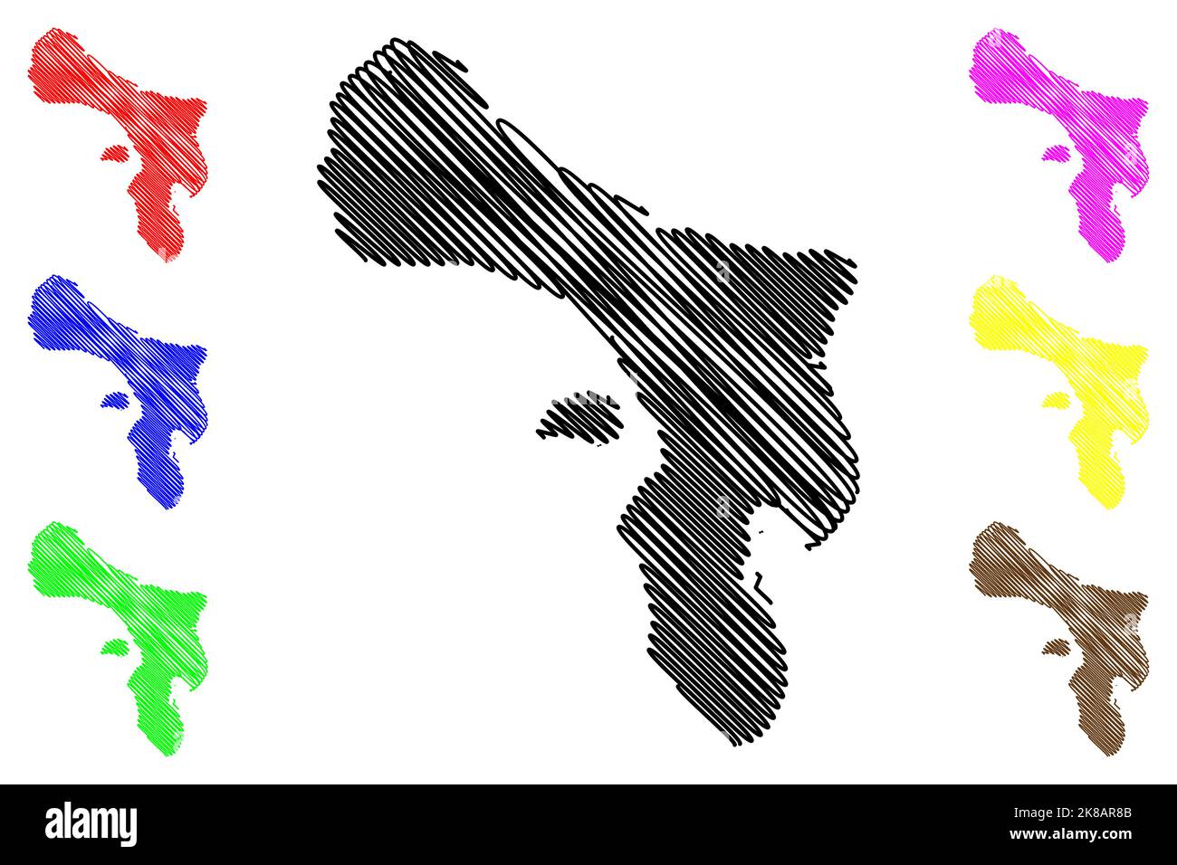 Île de Bonaire (Royaume des pays-Bas, Antilles néerlandaises, Amérique de Cenrtal, îles des Caraïbes) carte illustration vectorielle, scribble sketch Boneiru Illustration de Vecteur