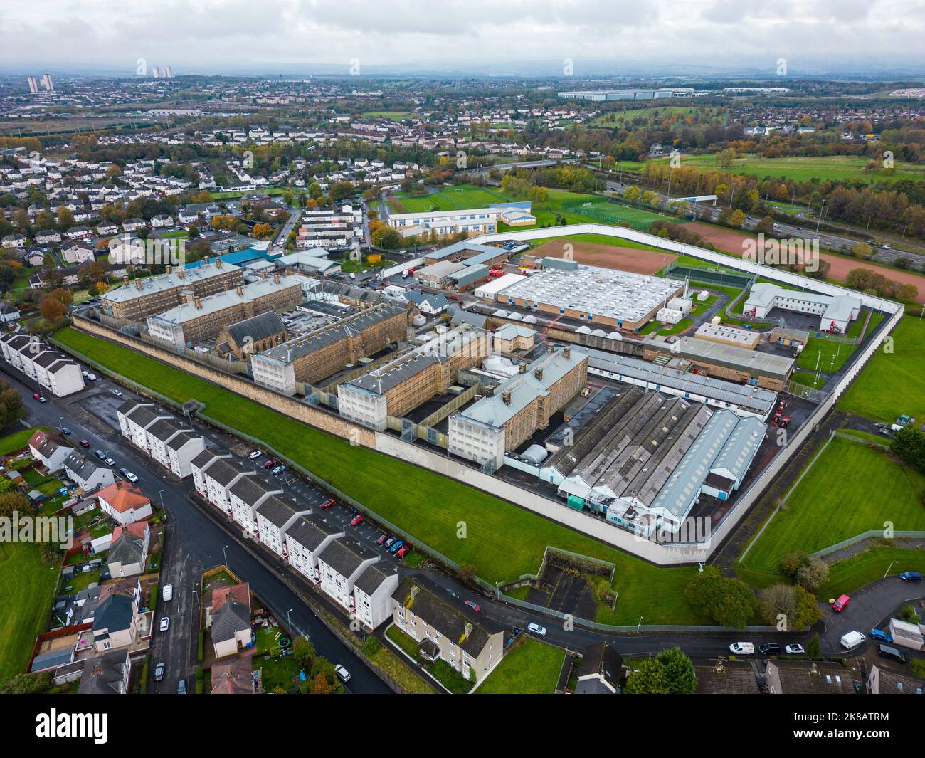 Vue aérienne de la prison SPS Barlinnie à Riddrie, Glasgow, Écosse, Royaume-Uni Banque D'Images