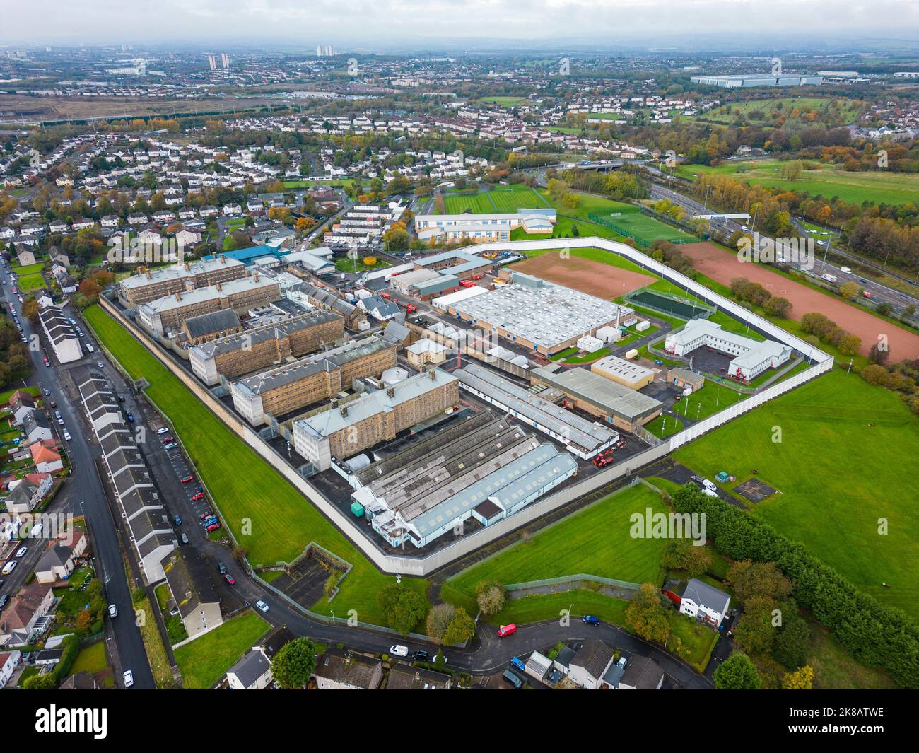 Vue aérienne de la prison SPS Barlinnie à Riddle, Glasgow, Écosse, Royaume-Uni Banque D'Images