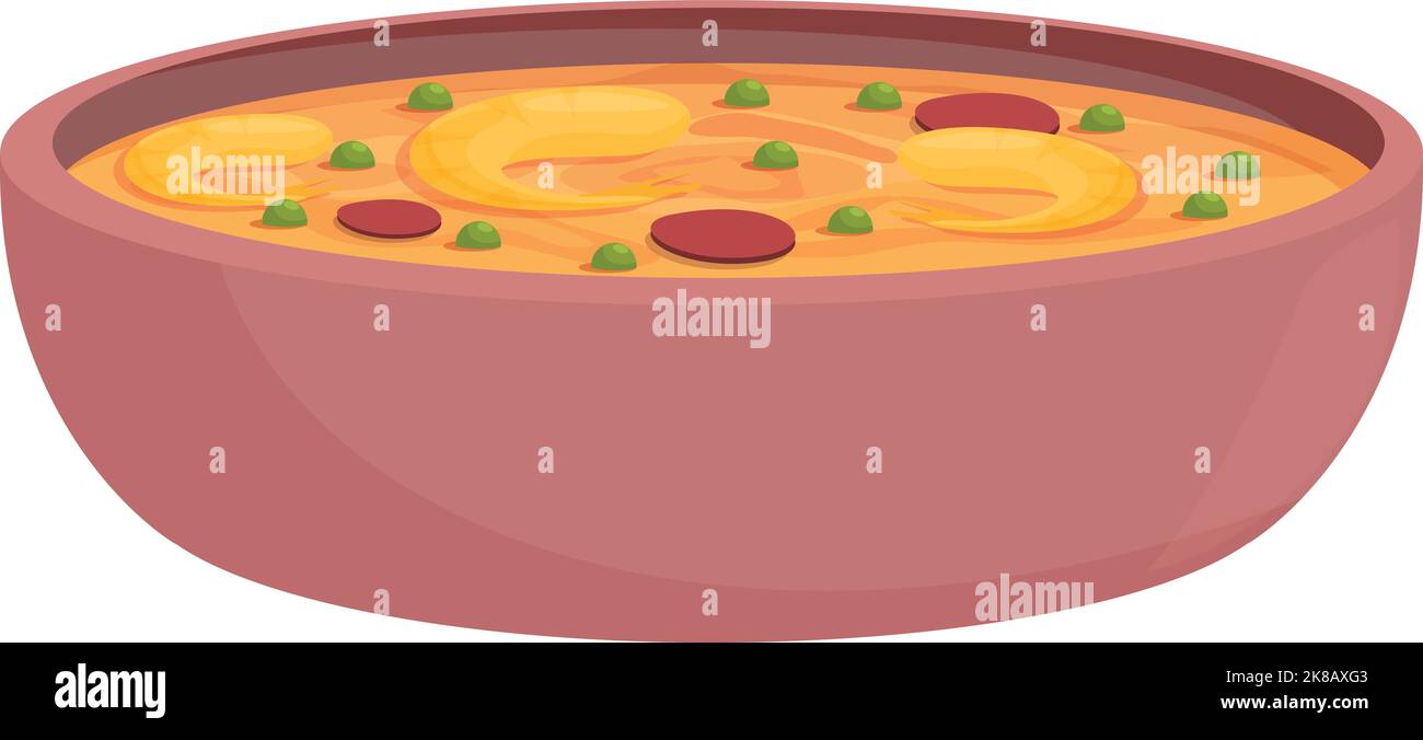 Symbole de soupe de crevettes vecteur de dessin animé. Cuisine espagnole. Espagne tapas Illustration de Vecteur