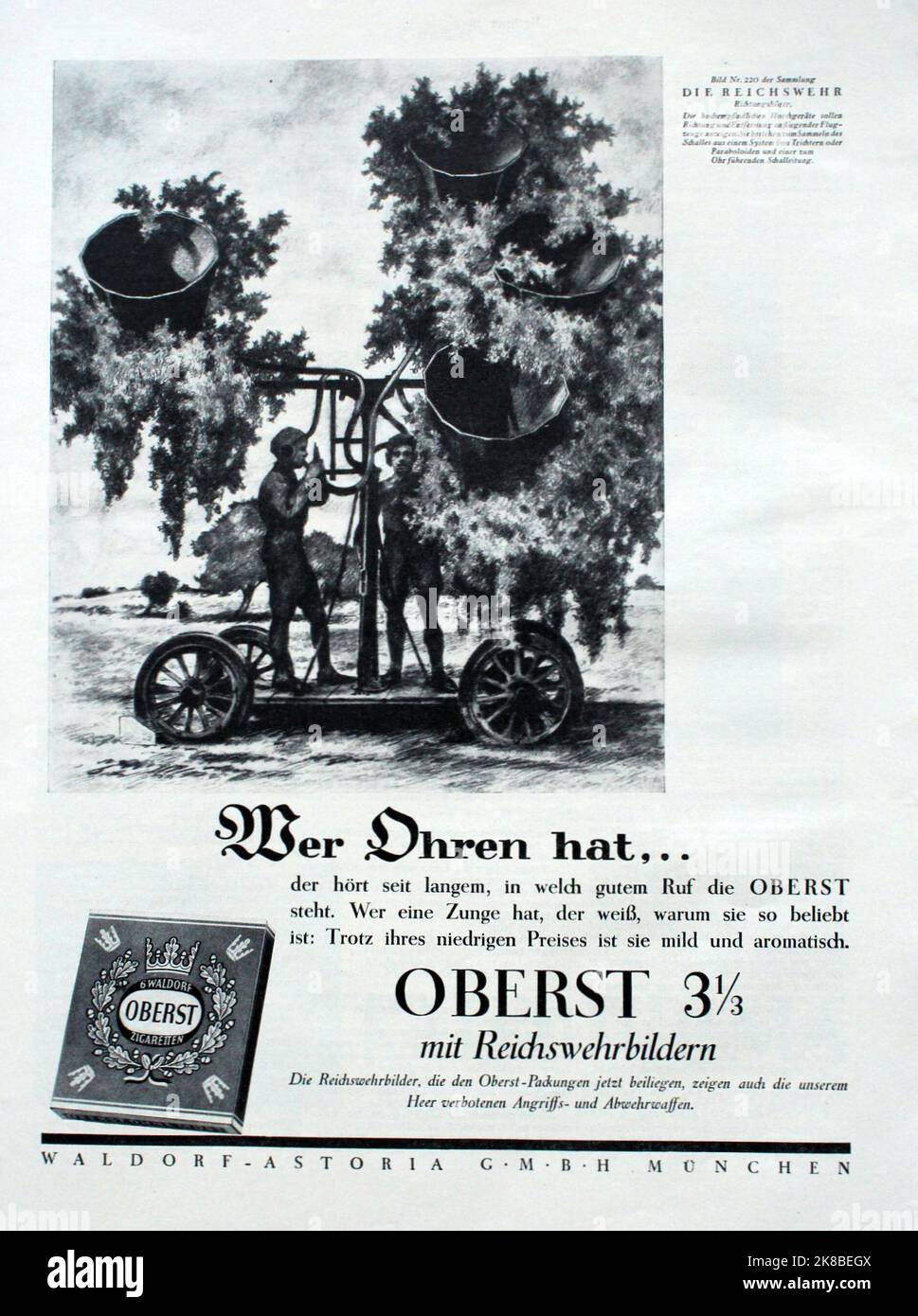 Anzeige der WaldorfAstoria Zigarettenfabrik München aus dem Jahr 1933