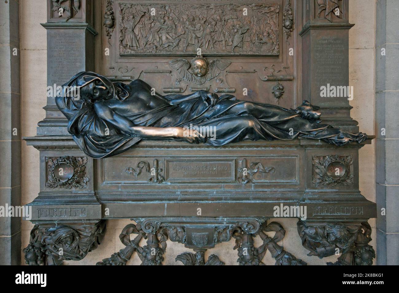 Statue de bronze d'Everard t'Serclaes, héros belge mort en 1338 (par le sculpteur Julien Dillens en 1902), Bruxelles, Belgique Banque D'Images