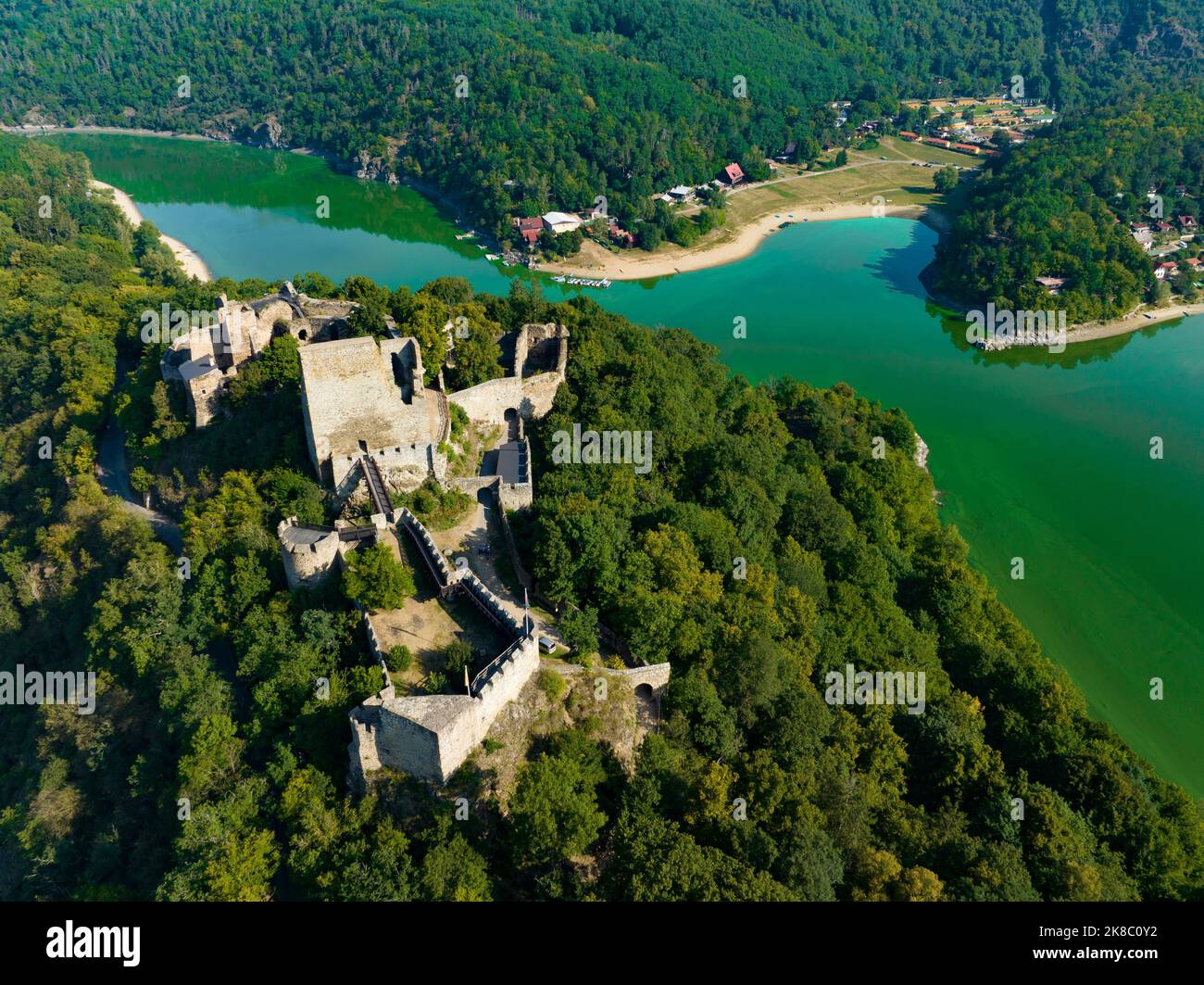 Tchéquie. Vue aérienne du château de Cornstejn, République tchèque, Europe. Banque D'Images