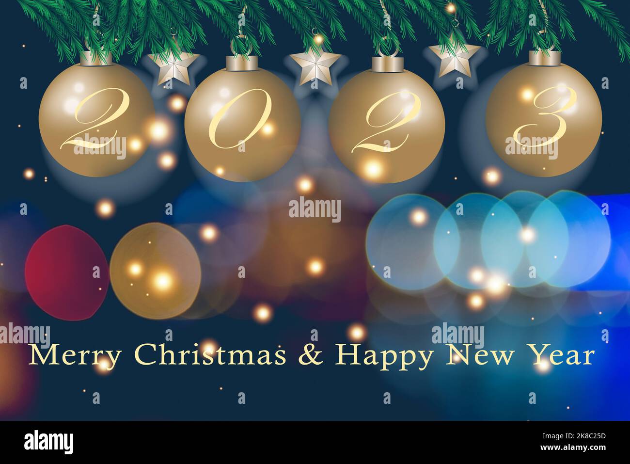 Joyeux noel et bonne année 2023 bleu Banque de photographies et d