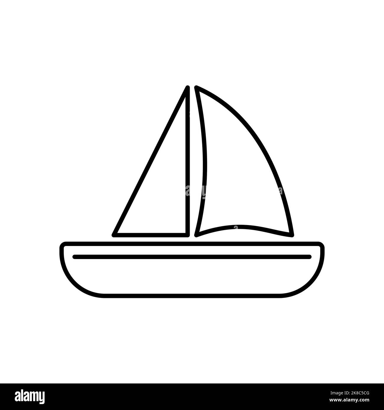 Icône du bateau, profitez du bord de l'océan ou du lac dans un petit bateau. Illustration de Vecteur
