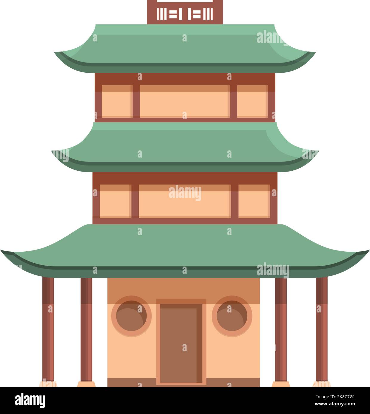 Nouveau vecteur de dessin animé d'icône de pagode. Bâtiment en Chine. Maison de Chine Illustration de Vecteur