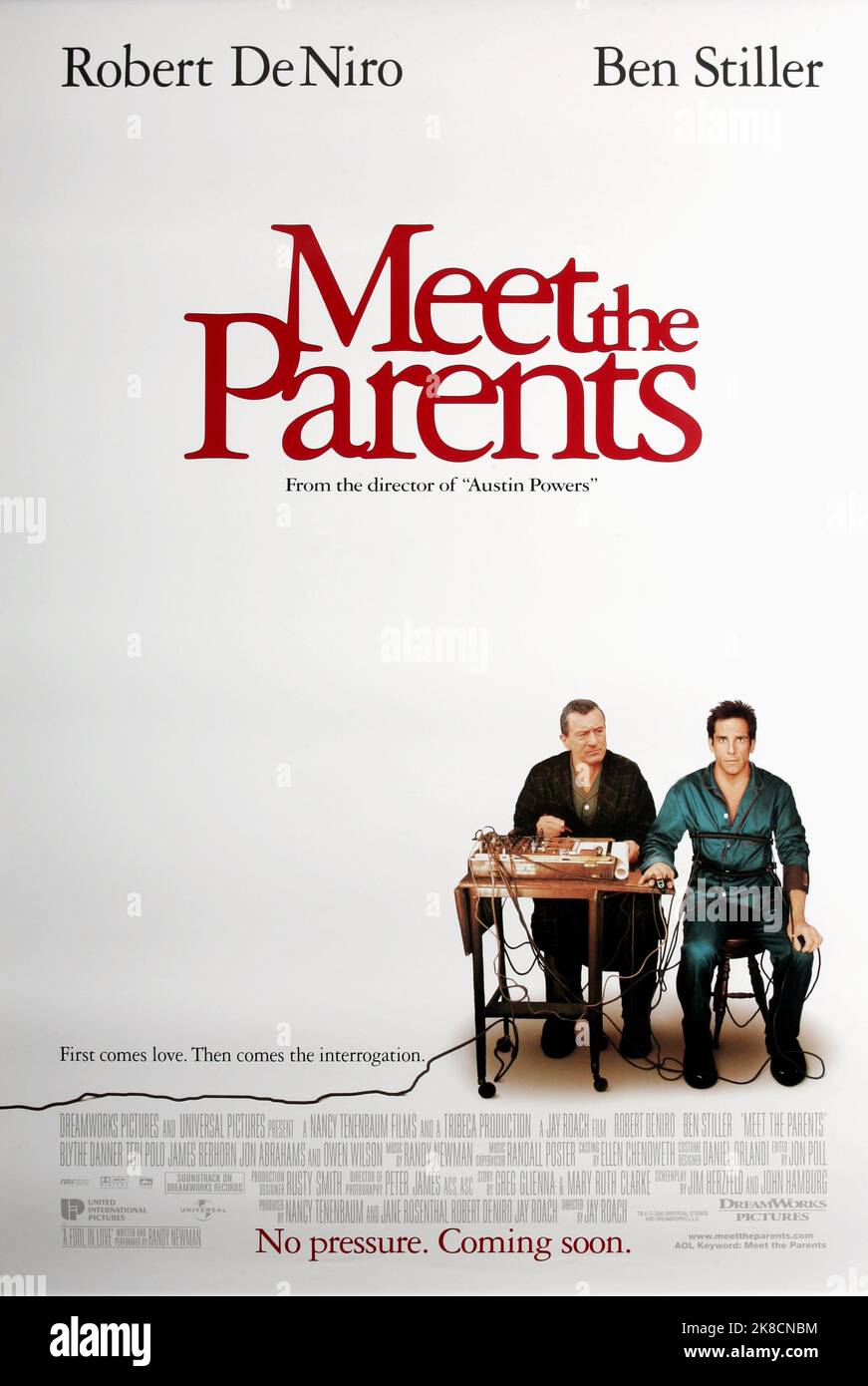 Robert de Niro & Ben Stiller Poster film: Rencontrez les parents (2000) personnages: Jack Byrnes & Director: Jay Roach 06 octobre 2000 **AVERTISSEMENT** cette photographie est destinée à un usage éditorial exclusif et est protégée par les droits d'auteur des IMAGES UNIVERSELLES et/ou du photographe attribué par la Société de film ou de production et ne peut être reproduite que par des publications dans le cadre de la promotion du film ci-dessus. Un crédit obligatoire pour LES PHOTOS UNIVERSELLES est requis. Le photographe doit également être crédité lorsqu'il est connu. Aucune utilisation commerciale ne peut être accordée sans l'autorisation écrite de la Société du film. Banque D'Images
