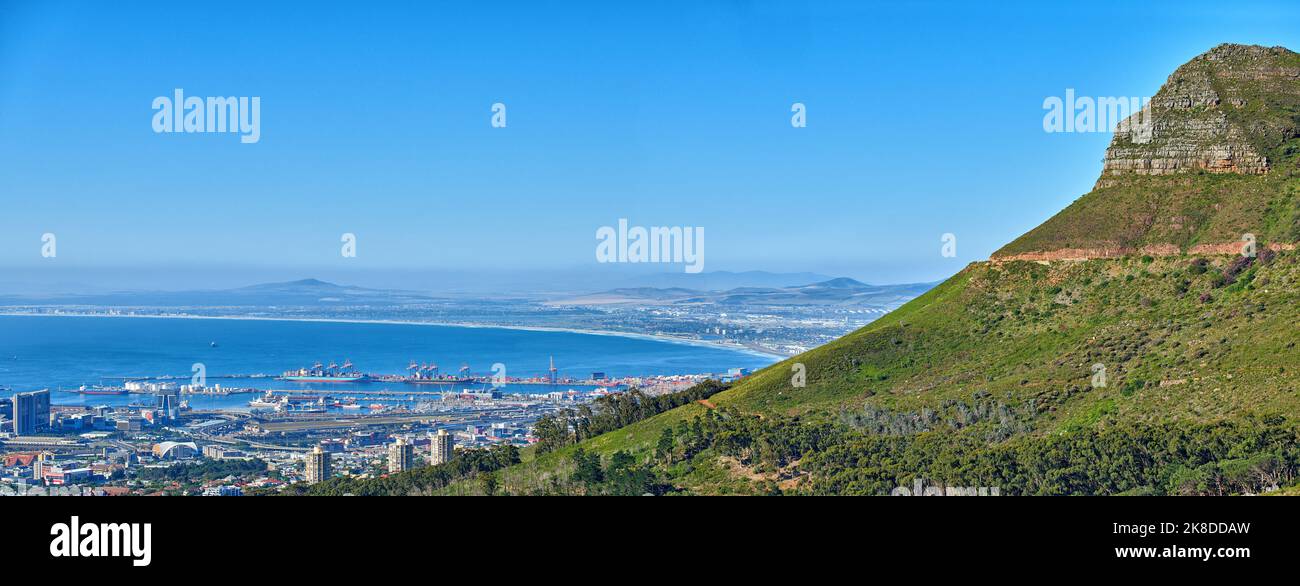 Photo panoramique aérienne du Cap. Photo panoramique du Cap, Cap occidental, Afrique du Sud. Banque D'Images