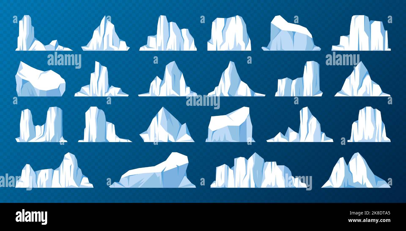 Collection de icebergs flottants.Dérive du glacier arctique, bloc d'eau