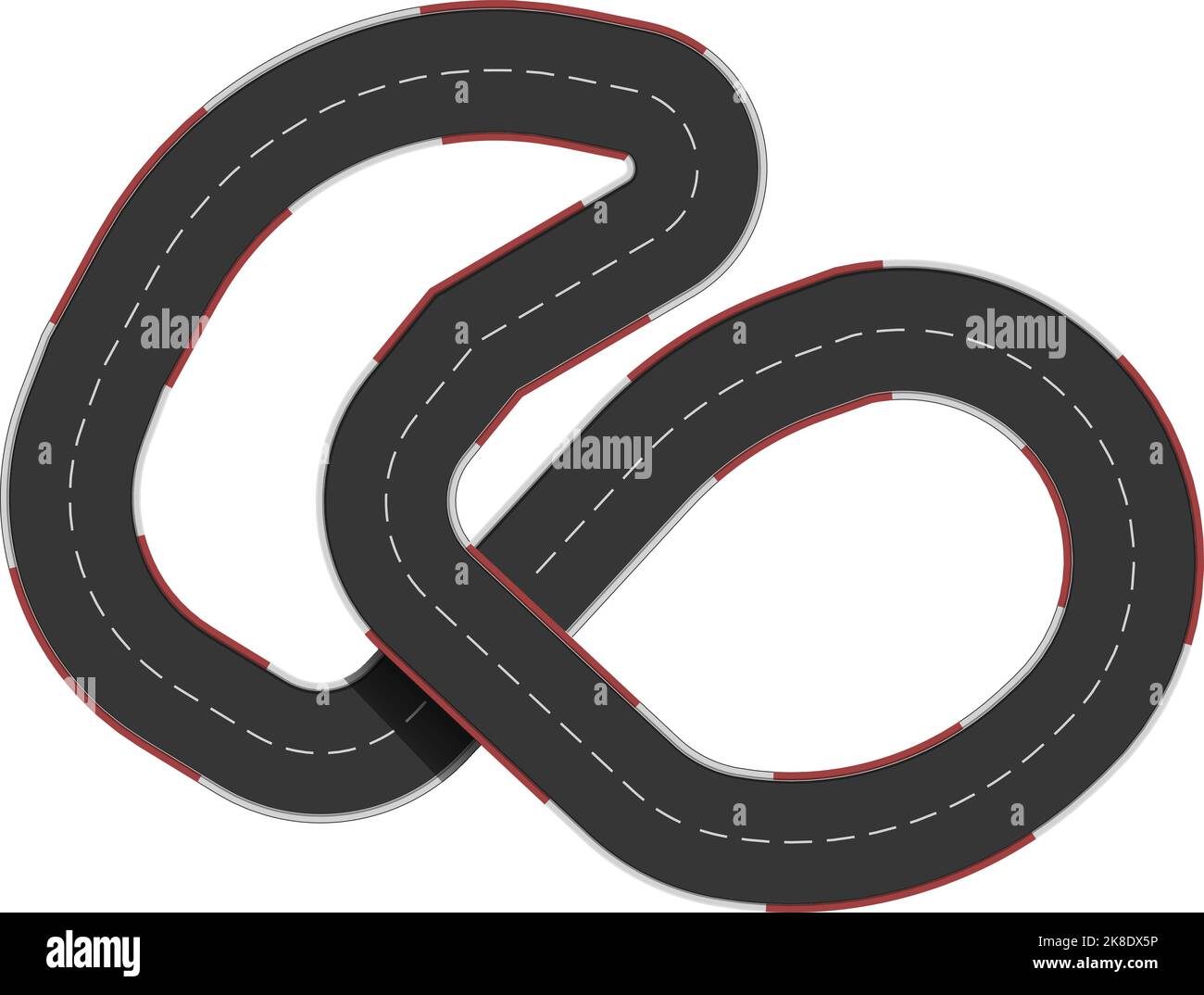 Vecteur de dessin animé de l'icône de fin de piste de course. Voiture de circuit. Chemin de course Illustration de Vecteur