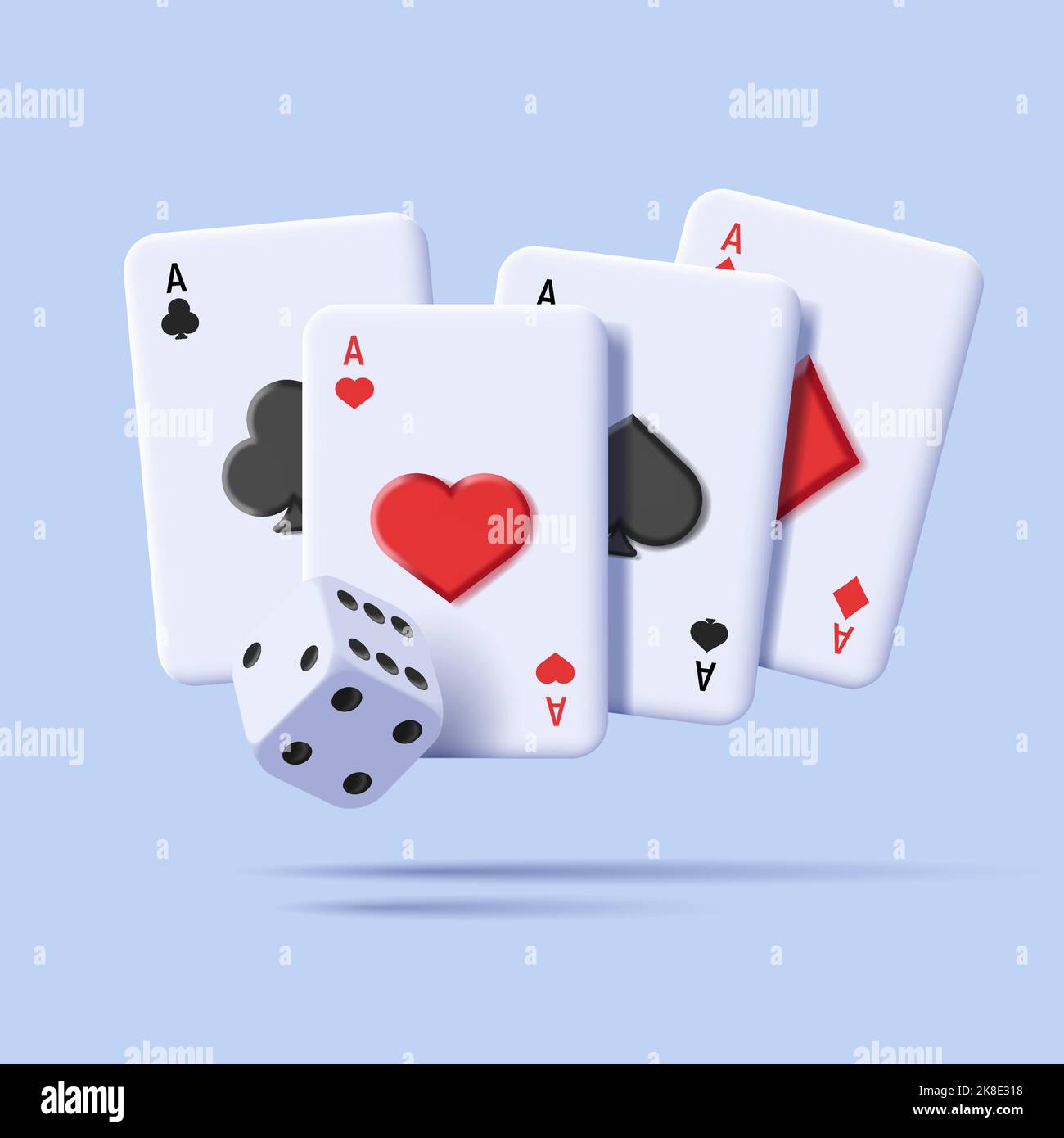 3d illustration de cartes de jeu, as avec cube de dés, rendu d'icône de promo de casino Illustration de Vecteur