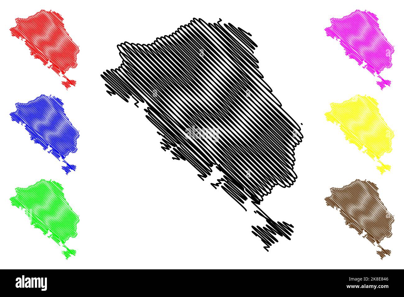 Deux-points île (République du Panama, Archipel de Bocas del Toro, Amérique de Cenrtal, îles des Caraïbes) carte illustration vectorielle, scribble sketch carte Colón Illustration de Vecteur