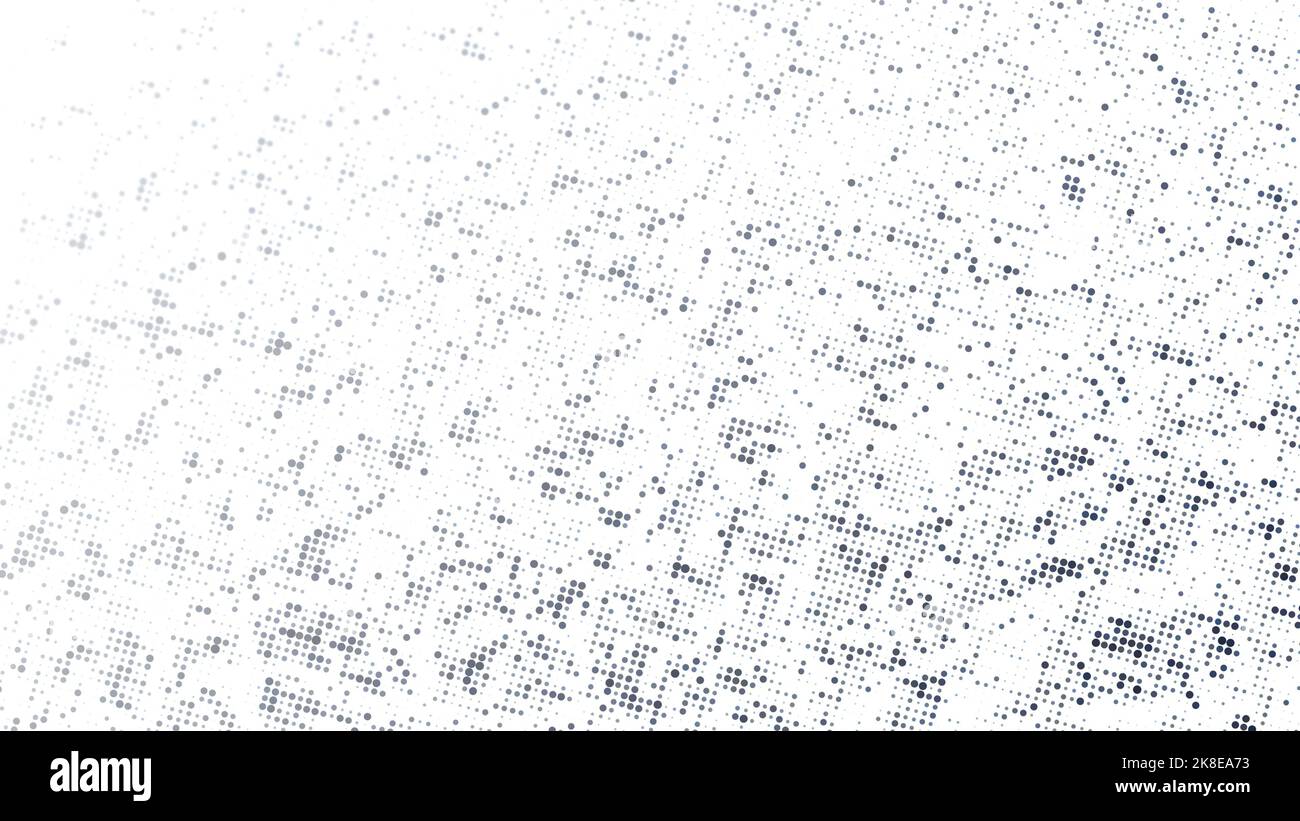 Arrière-plan abstrait en demi-ton gris en pointillés avec espace de copie. Motif demi-ton, modèle de conception et illustration en blanc. résolution de 4k. Banque D'Images