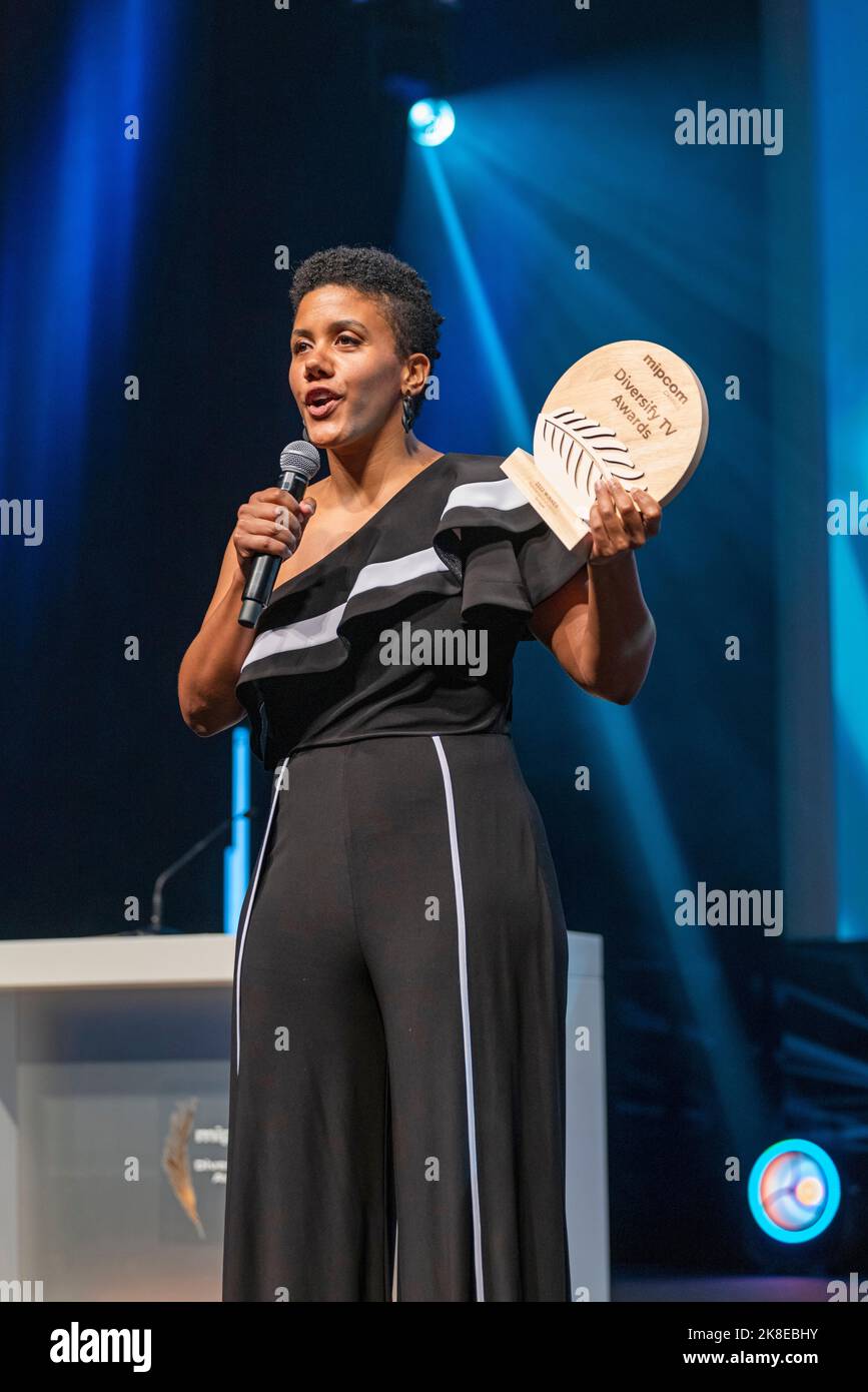 Cannes, France, 19 octobre 2022, Amanda Cordner (sort of) Prix de télévision de diversification au MIPCOM 2022 - le marché mondial du contenu de divertissement © Ifnm Press Banque D'Images