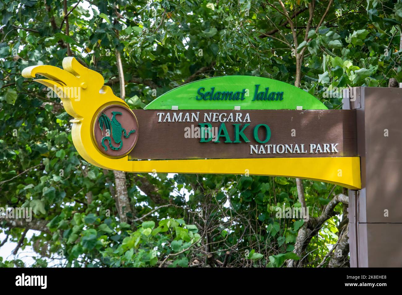 Kuching Malaysia sept 5th 2022: Le logo du parc national de Bako. Fondé en 1957, il est le plus ancien parc national de Sarawak. Banque D'Images