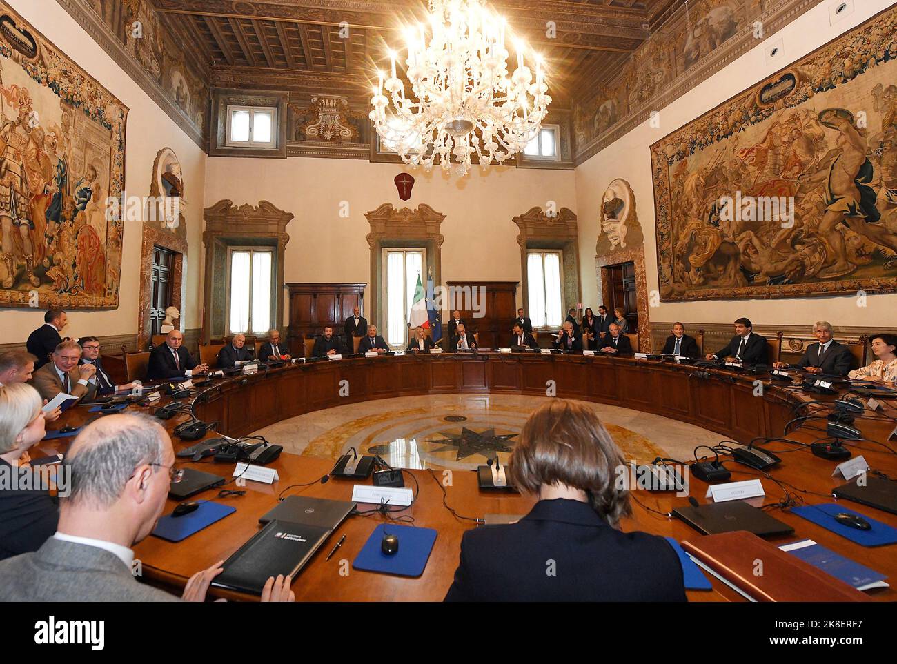 Rome, Italie. 23rd octobre 2022. Rome, Campanella cérémonie et premier Conseil des ministres du nouveau gouvernement de Giorgia Meloni au Palazzo Chigi photo: Crédit: Agence de photo indépendante/Alamy Live News Banque D'Images