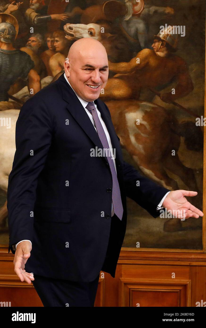 Rome, Italie. 23rd octobre 2022. Rome, cérémonie Bell et premier Conseil des ministres du nouveau gouvernement de Giorgia Meloni au Palazzo Chigi photo: Guido Crosetto Ministre de la Défense crédit: Agence photo indépendante/Alamy Live News Banque D'Images