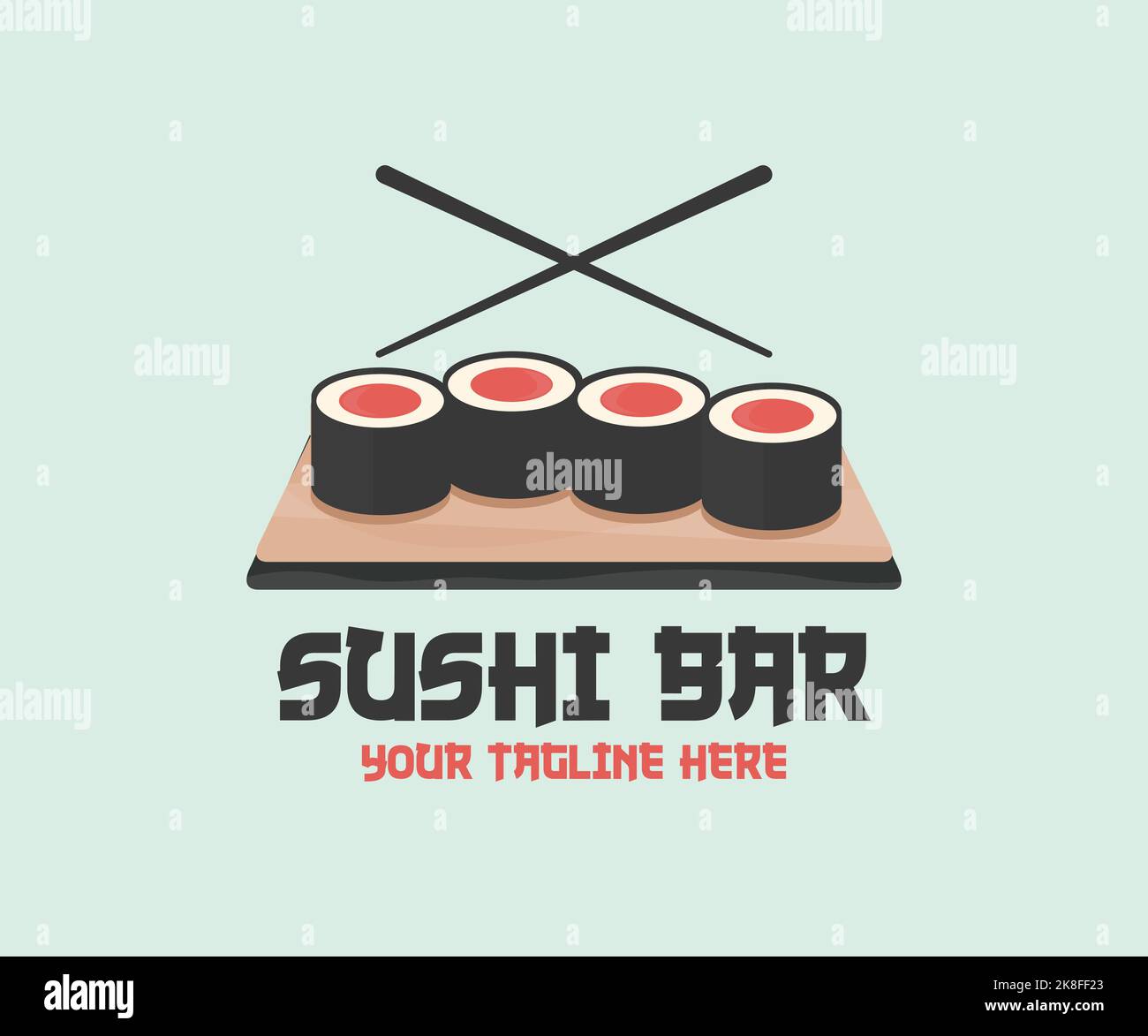 Concept du restaurant-bar à sushis sur invitation. Logo de restaurant Sushi de style professionnel. Modèle pour restaurant sushi, café, livraison. Illustration de Vecteur