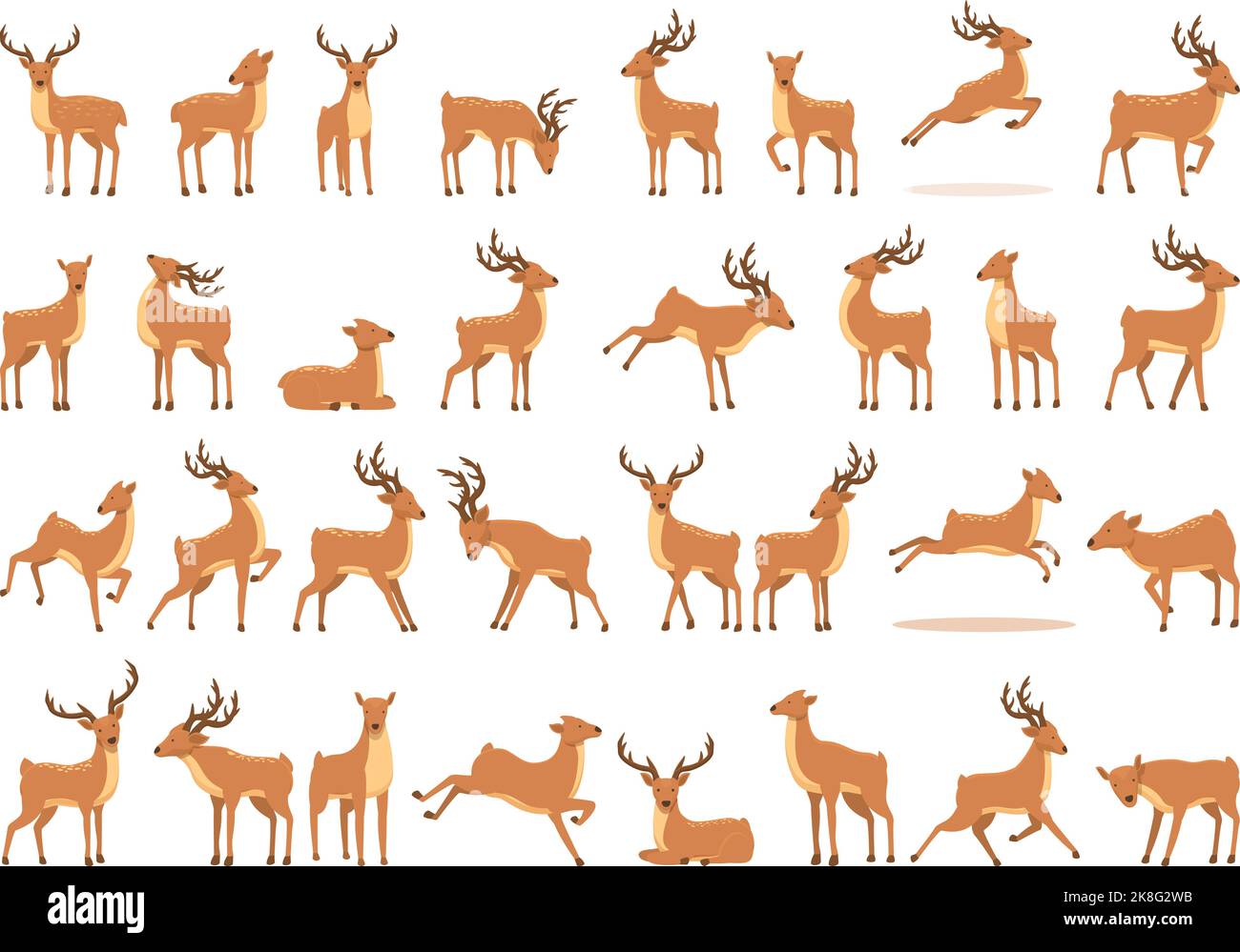 Les icônes représentant un renne définissent un vecteur de dessin animé. Animal cerf. Troupeau d'élans Illustration de Vecteur