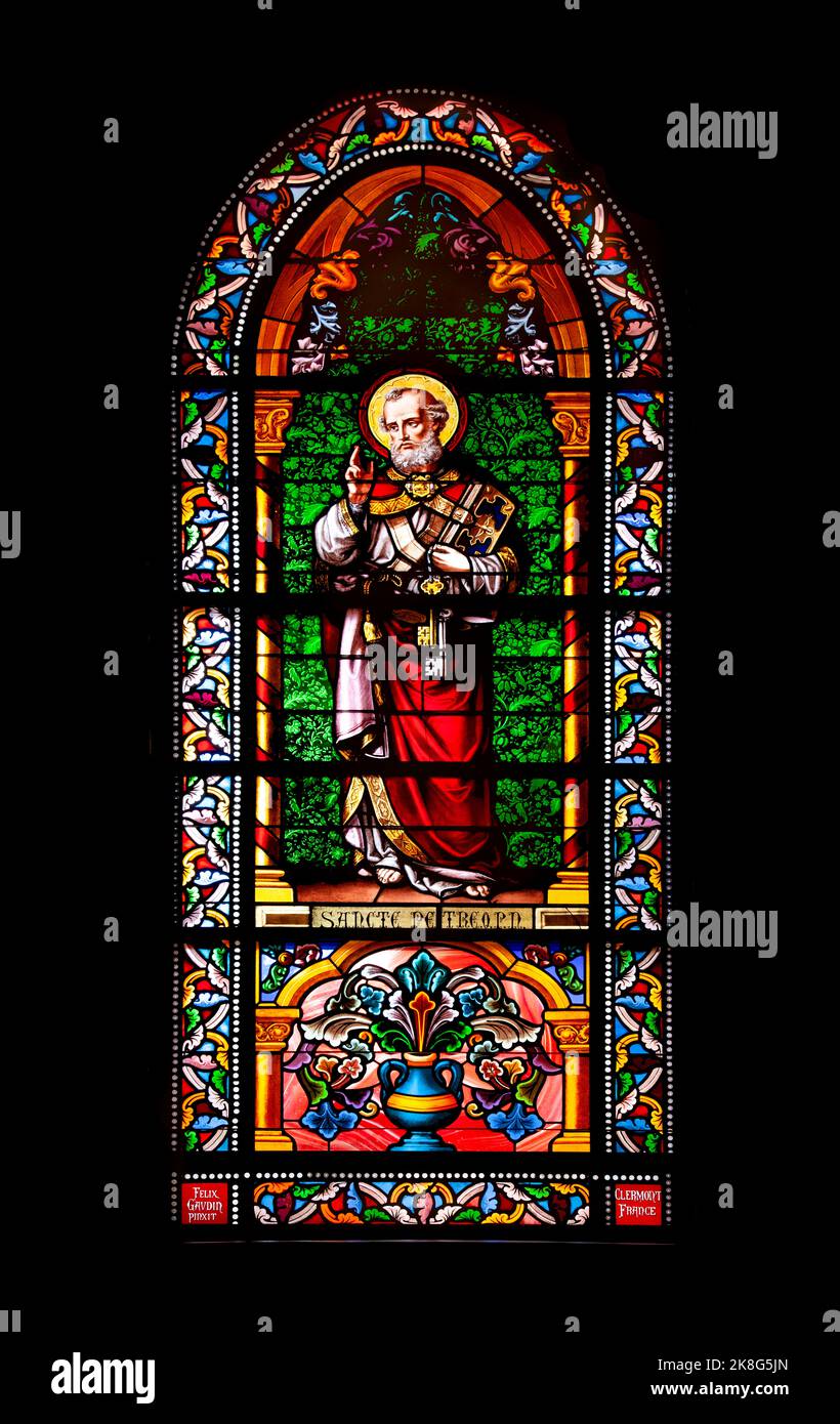 Vitraux représentant Saint-Pierre dans la cathédrale Saint-François d'Assise en 1887 - Catedral basílica de San Francisco de Asís à Sant Banque D'Images