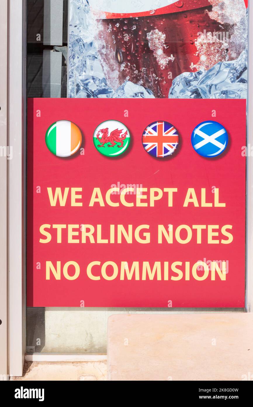 panneau de changement de monnaie en livres sterling signe de change en can pastilla mallorca espagne Banque D'Images