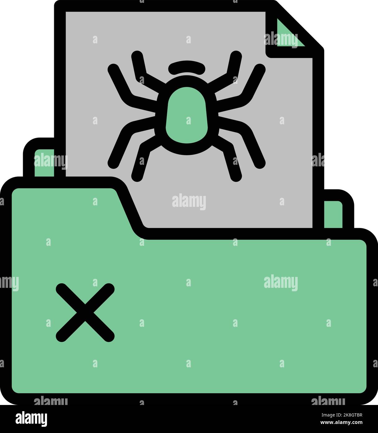 Vecteur de contour d'icône de bogue de dossier. Données Internet. Protection contre la criminalité Illustration de Vecteur