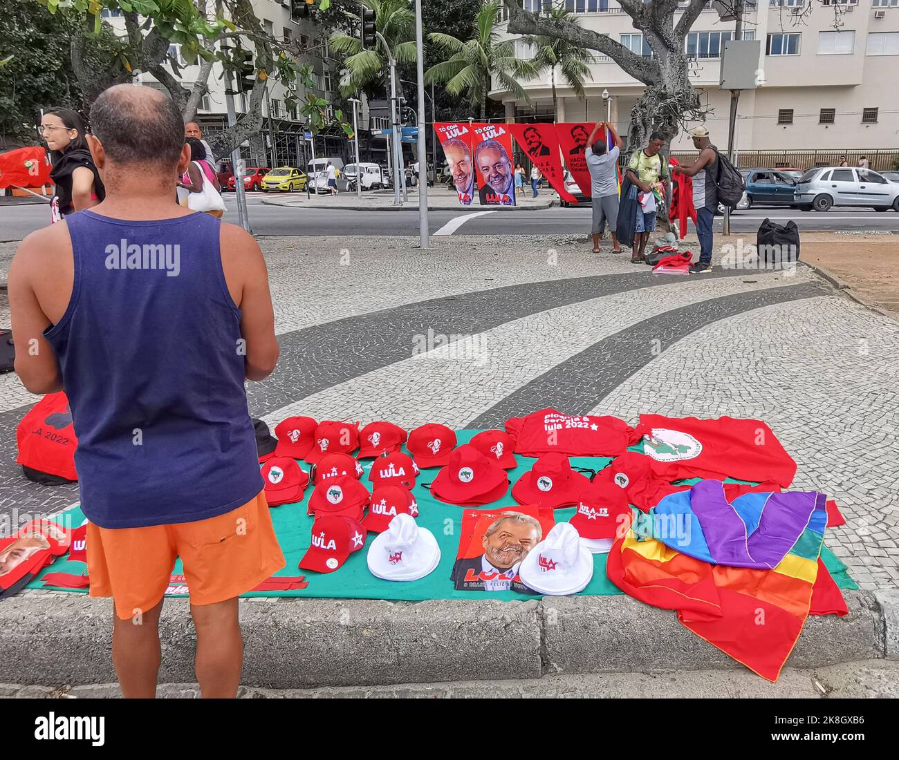 RASSEMBLEMENT DES SUPPORTERS DE LULA À COPACABANA RIO DE JANEIRO Banque D'Images