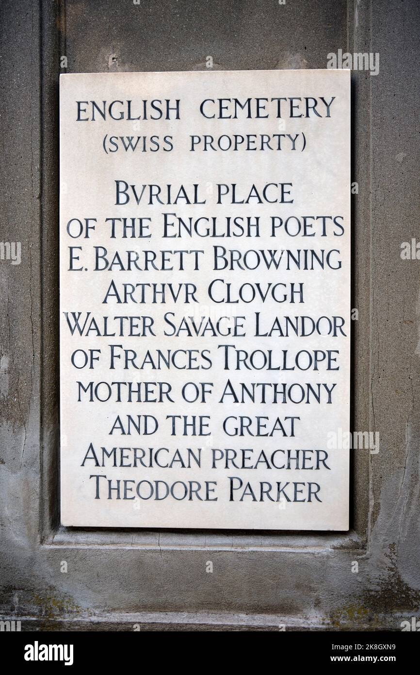 Le cimetière anglais ou Cimitero Inglese à Florence en Italie Banque D'Images