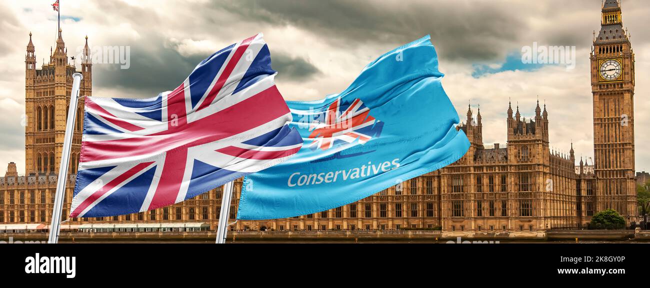 Conservateurs: Faire bouger la Grande-Bretagne le Parti conservateur, officiellement le Parti conservateur et unioniste, aussi connu familièrement sous le nom de Tories, Banque D'Images